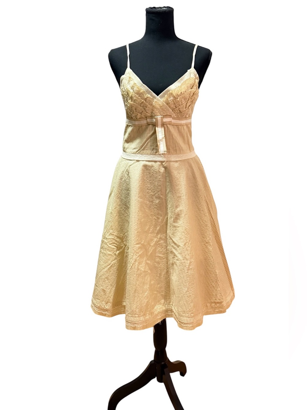 Vintage Y2K Taroo Sex And The City Style Tutu Dress Khaki/white Stripes Small